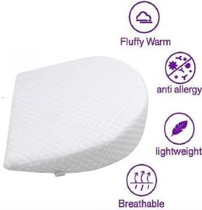 Sleep Pillow for Boys and Girls,Breathable Memory Foam Head Wedge Cushion Prevents Spit Pillow(White, Square-03)
