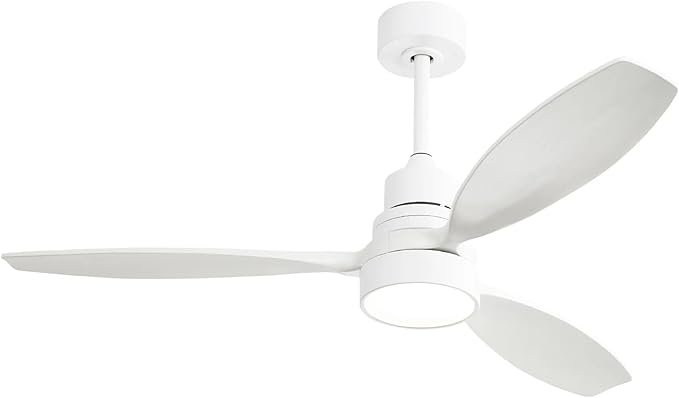 NicBex Ceiling Fan 52 Inch Indoor Modern Ceiling Fans with Lights and Remote Control Ceiling Fan with 3 Wood Blades and Double Finish for Living Room, Bedroom, Matte White