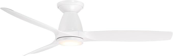 Modern Forms Skylark Indoor and Outdoor 3-Blade 54in Smart Flush Mount Ceiling Fan Matte White with 2700K-3000K-4000K-5000K Selectable LED Light Kit and Remote Control works with iOS or Android App