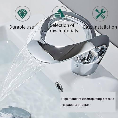 Elegant Bathroom Sink Faucet Single Hole,Cold and Hot Water Basin Sink… (White Alien Faucet)