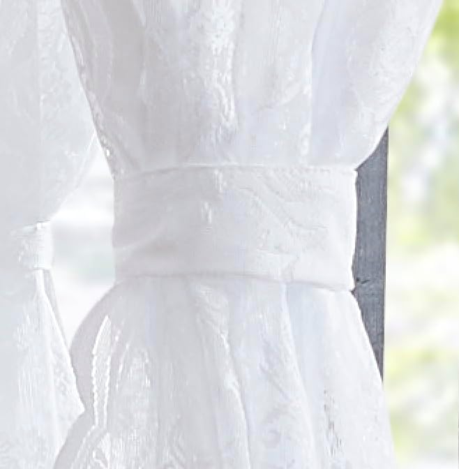 Warm Home Designs Lace Canopy Bed Curtains Set Consists of 8 48" x 78" White Canopy Curtains with Tie-Backs. Queen Canopy Bed Curtains or King Bed Canopy Curtains for Coquette Bedroom Decor. LC White