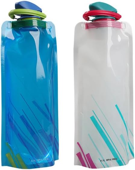 2pcs Collapsible Water Bottles Reusable Leakproof Water Bags for Outdoor Sports Camping Traveling Biking Drinking