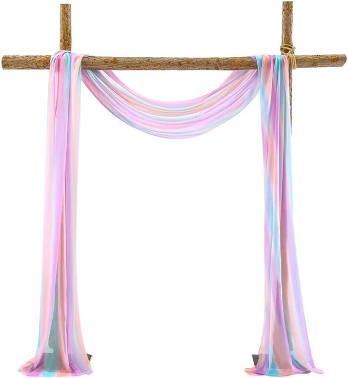 Akiky Rainbow Bed Canopy Curtains for Girls Colorful Canopies Curtain Scarf -Great as Room Decor,Wedding decortion,Window Door Valance Curtain (Twin,Rainbow)