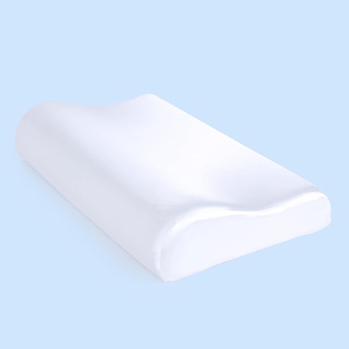 HOMBYS Satin Pillow Case for Contoured Support Pillow (DO NOT INCLUDE PILLOW) -Zippered Pillow Cover for Neck Pillow for Cervical 1 Pack-Silky, Smooth and Breathable (Wave Shape 20"x12.5")