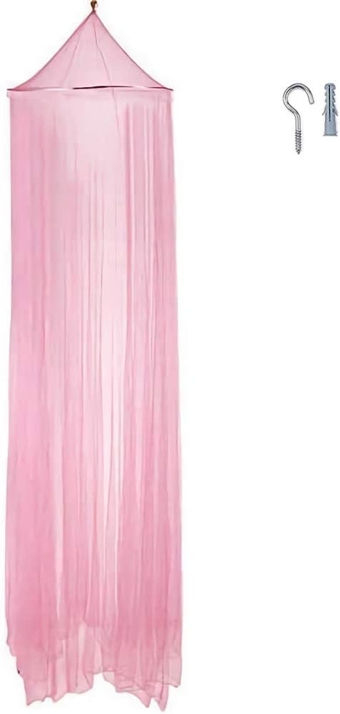 Eimilaly Bed Canopy Mosquito Net, Bed Canopy for Girls Room Decor - Insect Protection Hanging Canopy for Adults, Babies, Outdoor Camping, Pink/No Opening
