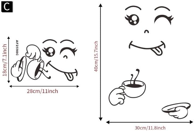 2pcs Kitchen Fridge Stickers A Funny Face Looks Like You are Enjoying Your Meal Wall Car Door Stickers Decor Decals Art Mural Paste, Green, JS2024-002