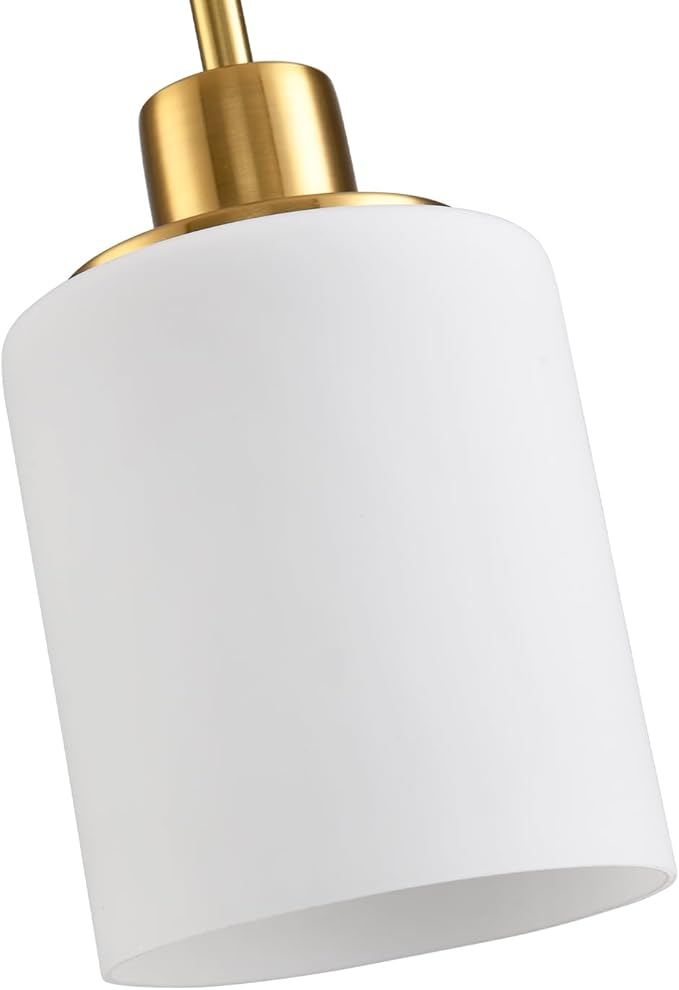 Matte Brass Pendant Lights Kitchen Island - Milk Glass Pendant Light Fixture Multiple Stems Rods 3 Units 12 Inch 3 Units 4 Inch (2 Pack Brass Downrod)