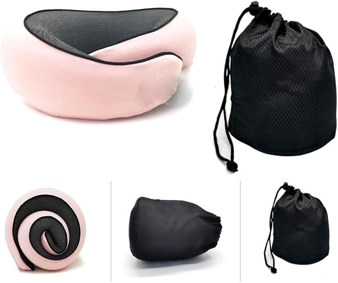 Travel Neck Pillow, Memory Foam Airplane Travel Pillow, 360 Degree Comfort and Breathability, Washable Modal Cover,Stowable U-Shaped Pillow