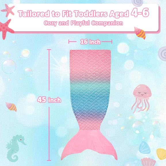 Catalonia Toddlers Mermaid Tail Blanket, Super Soft Plush Flannel Sleeping Snuggle Blanket for Kids, Mermaid Gifts for Girls 4-6, Rainbow Ombre