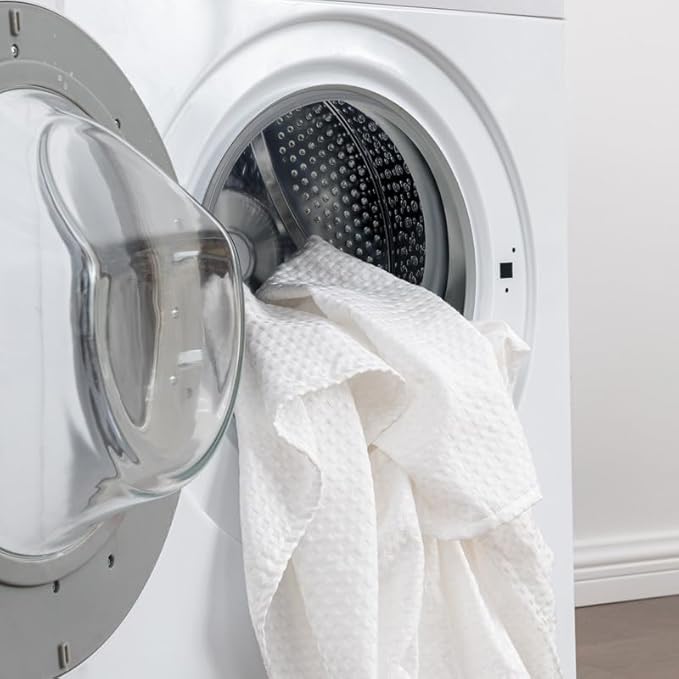 MIYE Pleated Waffle Weave Bed Skirt, Tailored Dust Ruffle 12 Inch Drop Easy Fit, Machine Washable (White, Twin - 12" Drop)