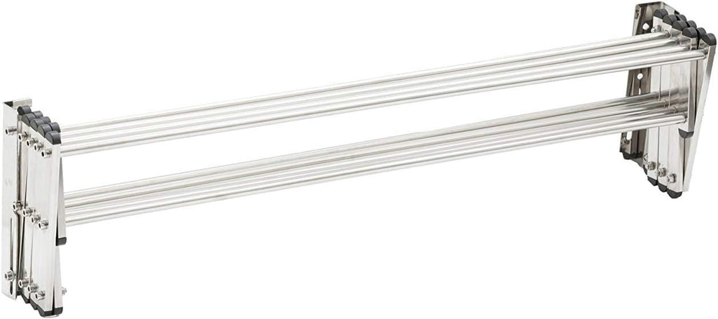 AERO W Racks Stainless Steel Wall Mounted Collapsible Laundry Clothes Drying Rack 60 Pound Capacity 22.5 Linear Ft