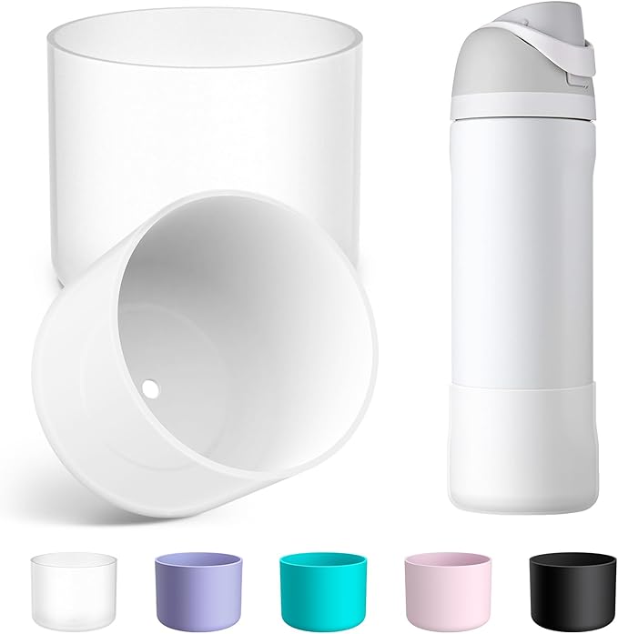 2PCS Silicone Water Bottle Boot for Owala 24oz 32oz 40oz, Anti-Slip Protective Sleeve Bottom Bumper Protector for FreeSip, Twist, and Flip Stainless Steel Water Bottles