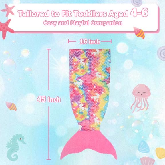 Catalonia Mermaid Tail Blanket for Toddlers Girls, Glow in The Dark Mermaid Sleeping Bag, Unicorn Pattern, Mermaid Gifts for Girls 4-6
