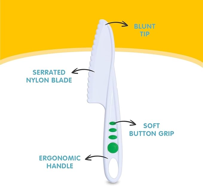 Curious Chef 3-Piece Nylon Knife Set for Kids, Dishwasher Safe Tools, Made with BPA-Free Plastic, Real Kitchen Kit