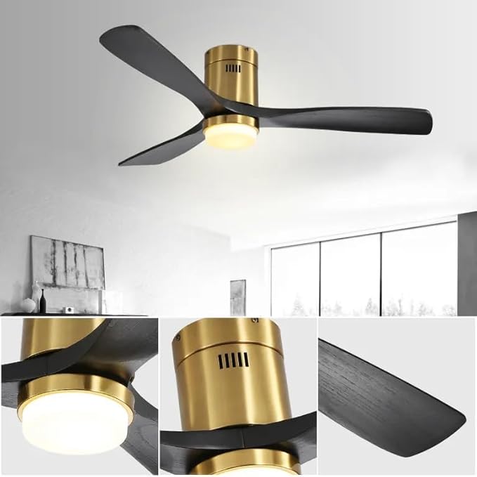 NicBex Ceiling Fan 52 Inch Ceiling Fans with Lights Ceiling Fan with 3 Blades and Remote Control Reversible DC Motor Ceiling Fan for Bedroom, Living Room, Black