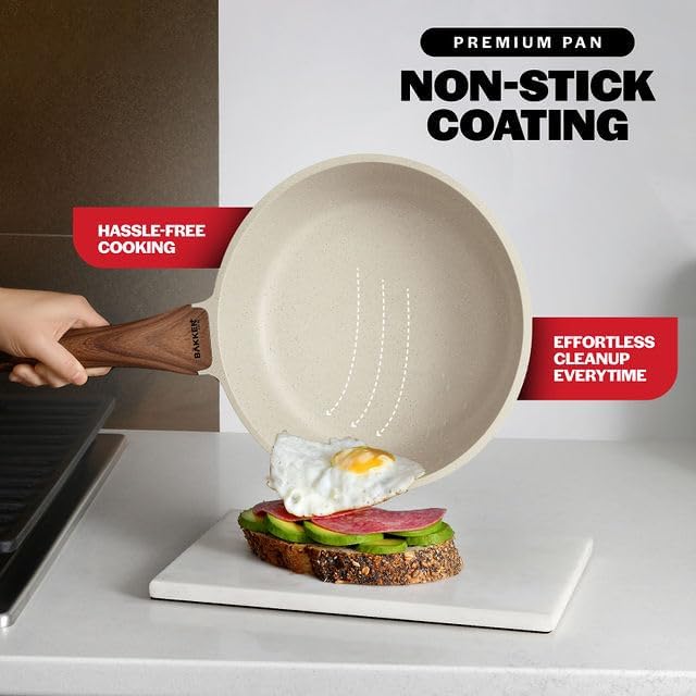 Bakken-Swiss 14-Piece Kitchen Cookware Set – Granite Non-Stick – Eco-Friendly – for All Stoves & Oven-Safe