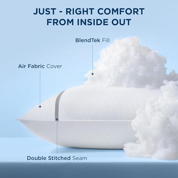 Bedsure Hotel Pillows - Luxury Bed Pillows for Sleeping with Decoration Strip Breathable Cover Soft & Supportive Pillows for Side, Back or Stomach Sleepers (2, Grey, Queen)