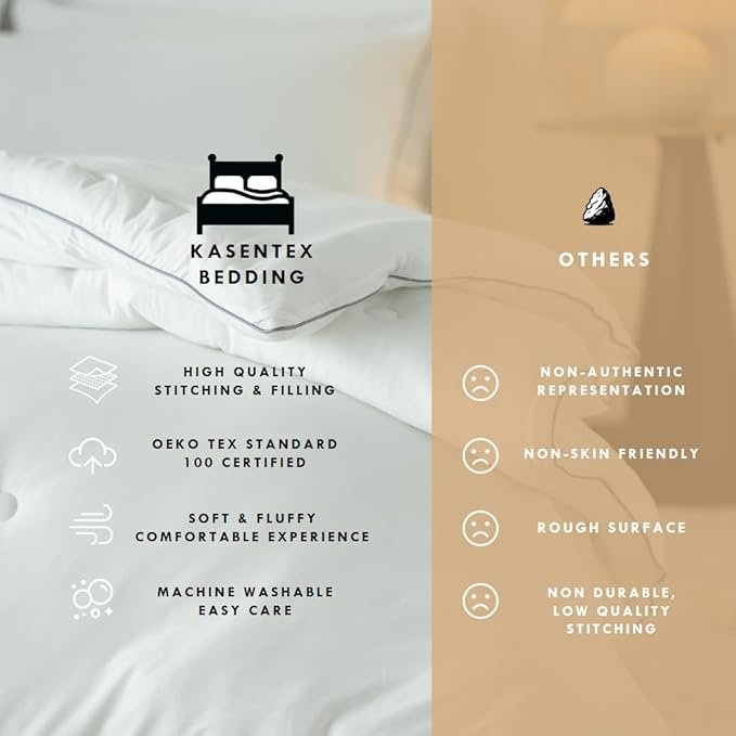 KASENTEX Ultra Soft Jersey Knit Comforter Set, Buttery Smooth Noiseless Duvet Insert 3 Piece Bed Bedding, 2 Pillow Case Shams, 96 by 106 Inches, Breathable All Season California King Size, White