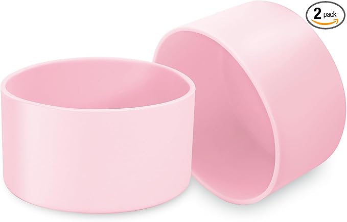 2 Pcs 3 Inch / 75mm Pink Water Bottle Boot, Silicone Tumbler Sleeve Water Bottle Bumper, Tumbler Accessories Water Bottle Bottom Protector for 20oz 30oz 40oz Tumbler Water Bottle