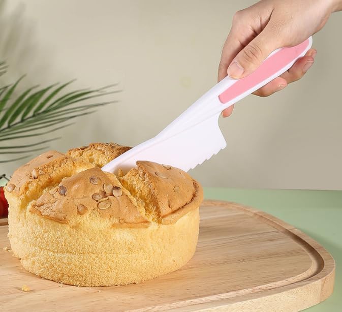 3 Pcs Kids Knife Set for Real Cooking, Kid Safe Knives for Cutting, Kids Cooking and Baking Set, Plastic Knives, Kitchen Set (Yellow)