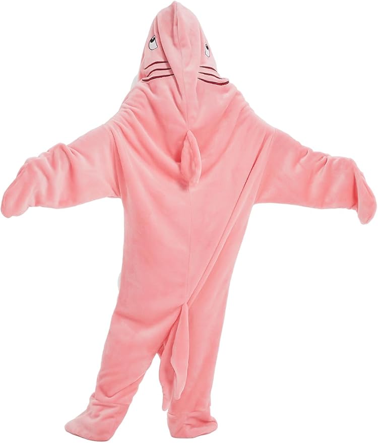 NAFLEAP Wearable Blanket Hoodie kids Shark Dinosaur Onesie Costume Sleep Bag Gifts for Girls