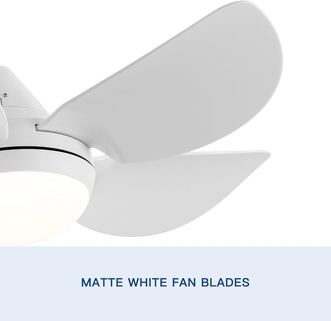 NicBex Ceiling Fan 30 Inch Indoor Modern Ceiling Fans with Integrated LED Light and Remote Control Down Rod Mount Ceiling Fan with 5 Blades for Living Room, Bedroom, White