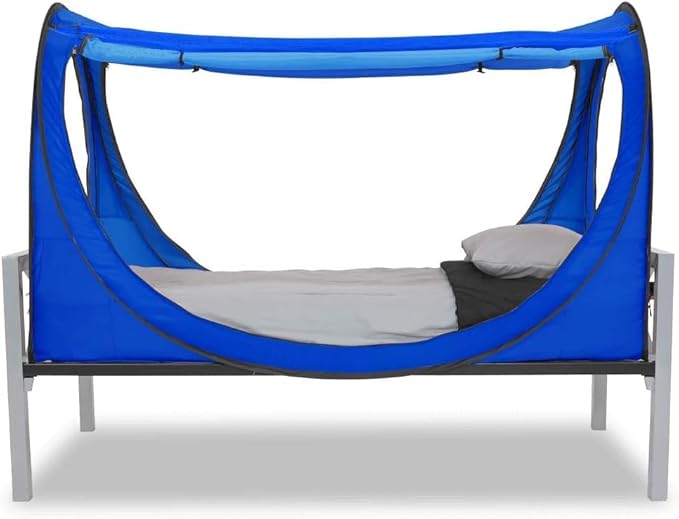 porayhut Privacy Pop up Eclipse Bed Tent Bed Drapes (Blue, Full)