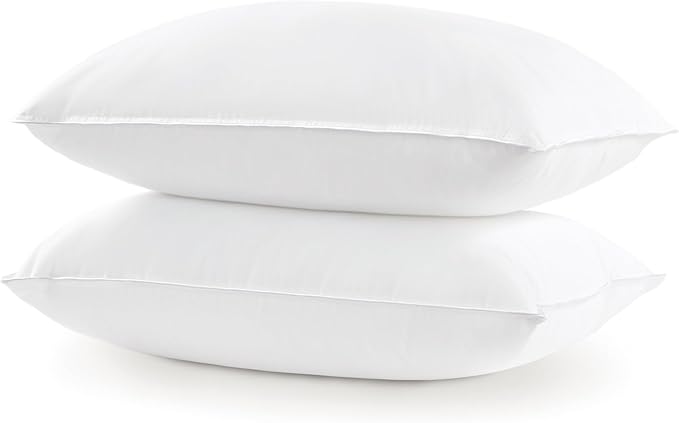 UNIKOME Hotel Collection Luxury Bed Pillows - 100% Cotton Standard Size Set of 2 Down Alternative Pillow Bedding Ultra Soft & Fluffy Pillow for Back, Stomach or Side Sleepers