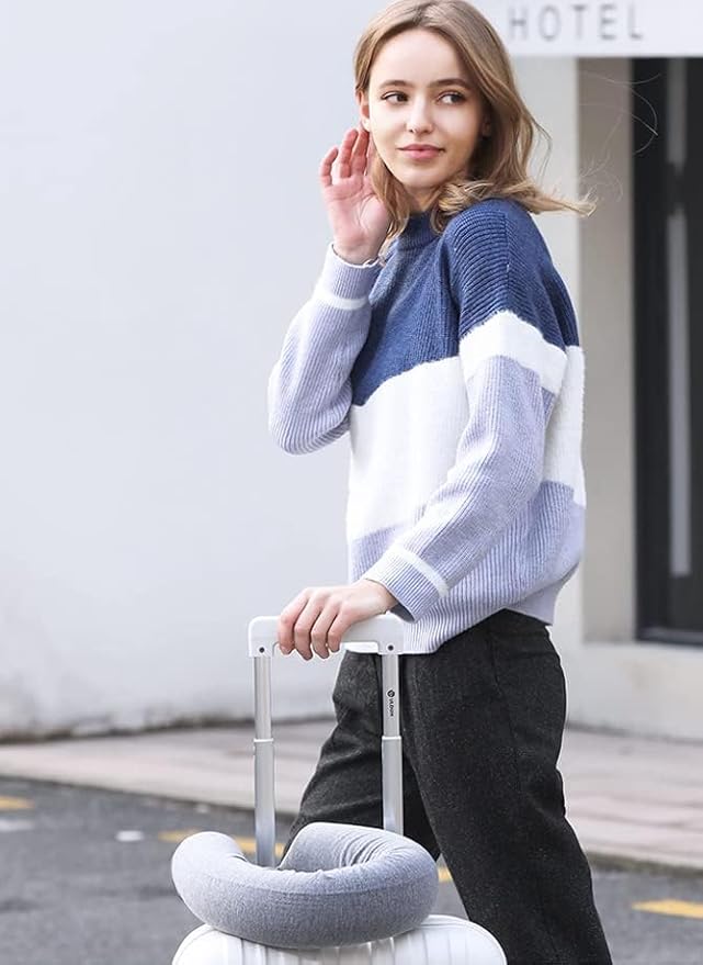 Memory Foam Travel Pillow, Twistable Design, Velvet Cover, Removable, Machine Washable, 66*9.6cm, Grey, 16543350