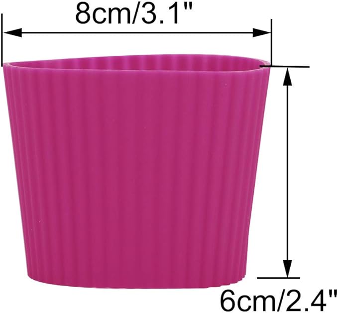 uxcell Silicone Nonslip Glass Bottle Mug Cup Sleeve Protector Cover Fuchsia