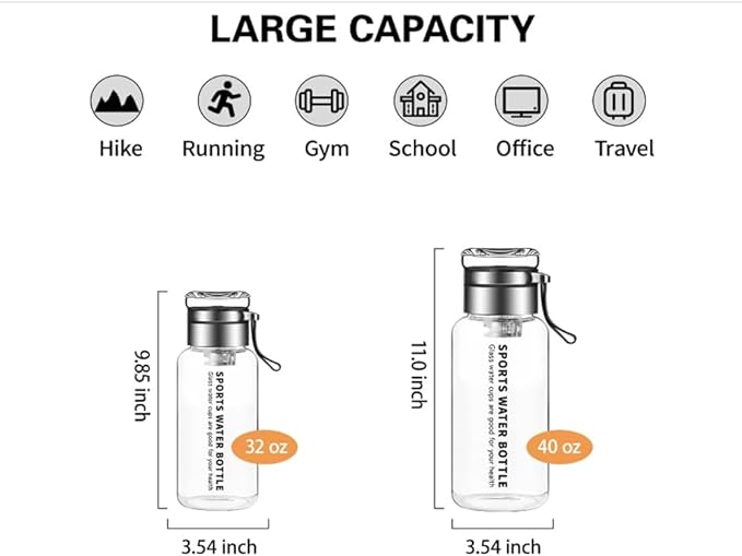32OZ Borosilicate Glass Infuser Water Bottle,Glass Tea Tumbler with Strainer and Anti-slip Sleeve, Sport Water Bottles for Gym Hiking Camping