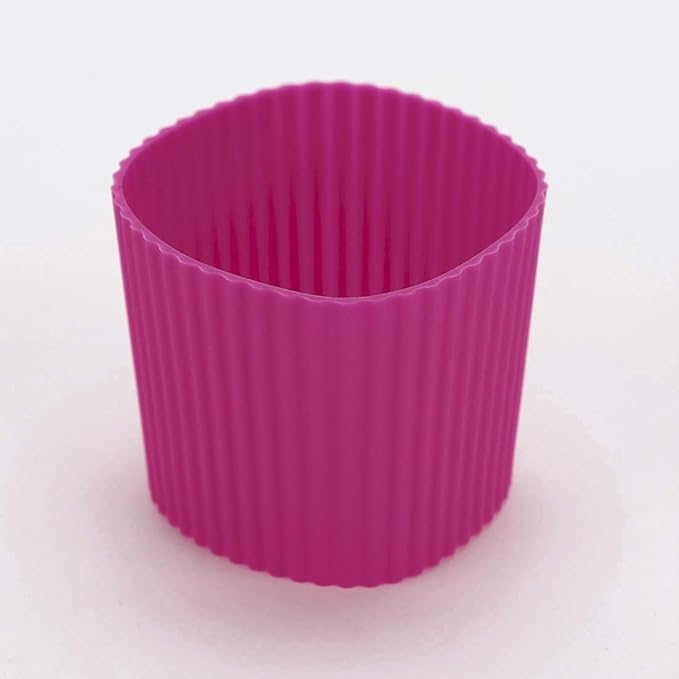 uxcell Silicone Nonslip Glass Bottle Mug Cup Sleeve Protector Cover Fuchsia