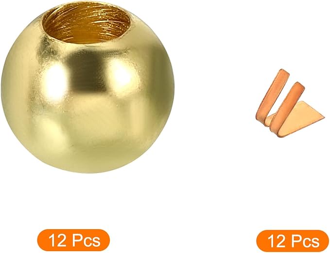 MECCANIXITY Pull Cord Tassels Window Blind Extender Chain Drop Knobs Ball Pull Ends Gold Tone, for Curtain Blinds Shades Light Ceiling Fan Pull Switch, Pack of 12