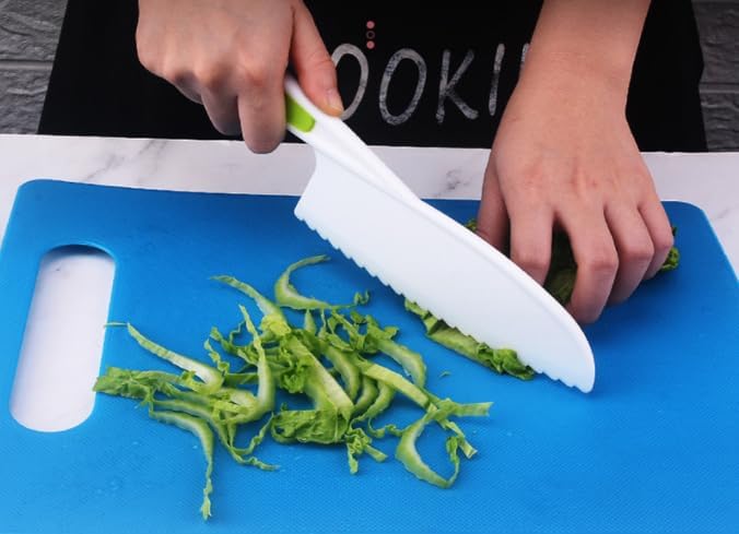 3 Pcs Kids Knife Set for Real Cooking, Kid Safe Knives for Cutting, Kids Cooking and Baking Set, Plastic Knives, Kitchen Set (Yellow)