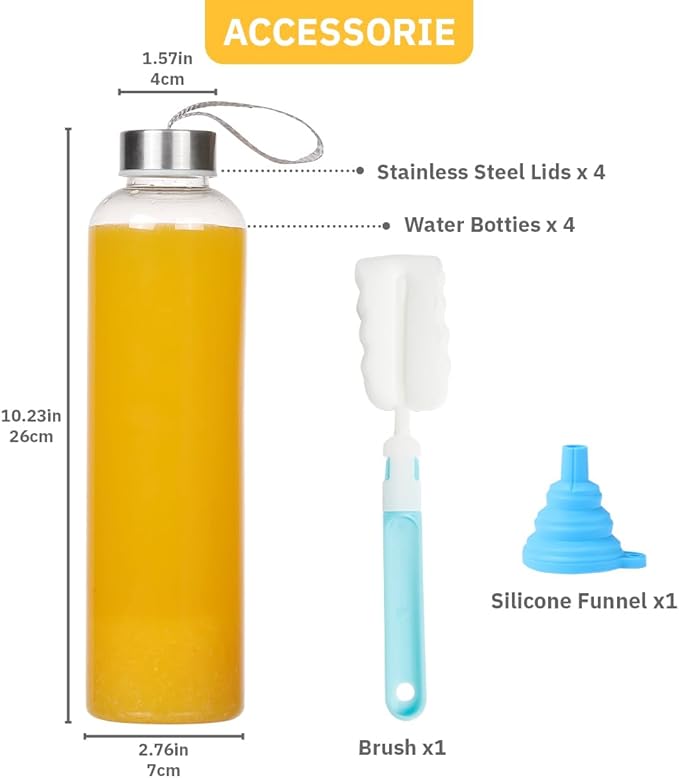 27 Oz Water Bottle Clear Plastic bottles Reusable Leak-Proof Seal Bottle with Stainless Steel Lids and Cleaning Brush for Fitness,Sports,Travel (8)