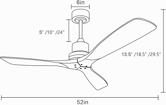 NicBex Ceiling Fan 52 Inch Ceiling Fans Without Light Ceiling Fan with 3 Blades and Remote Control Reversible DC Motor Ceiling Fan for Bedroom, Living Room, Light Natural