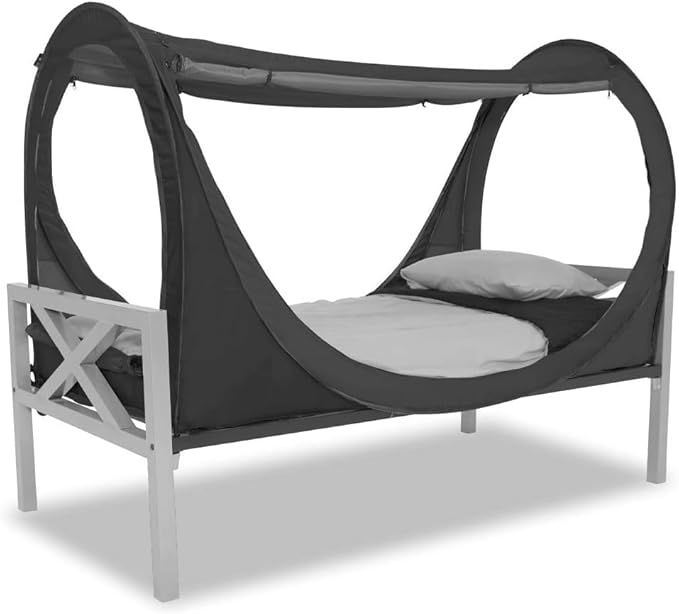 Privacy Pop up Eclipse Bed Tent Bed Drapes (Black, Queen)