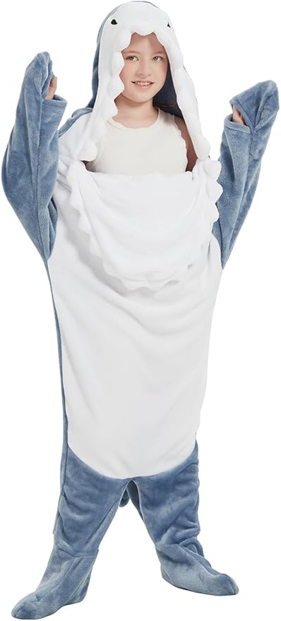 NAFLEAP Wearable Blanket Hoodie kids Shark Dinosaur Onesie Costume Sleep Bag Gifts for Girls