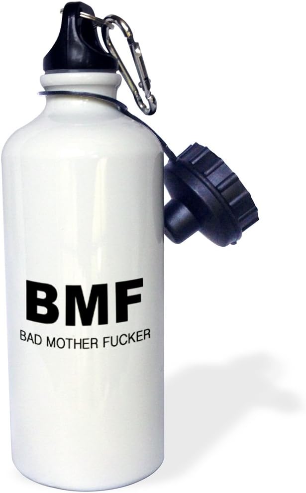 3dRose "BMF BAD MOTHER FUCKER" Sports Water Bottle, 21 oz, White