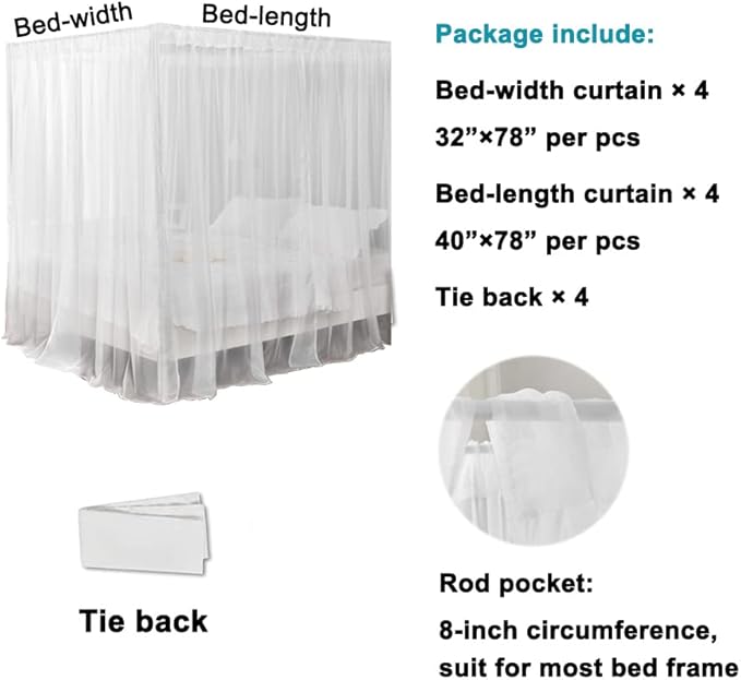 Canopy Bed Curtain for Queen Bed, Soft Bed Canopy Scarf for Girls Adults (Queen, Sand)
