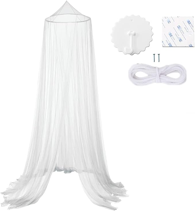 Eimilaly Bed Canopy Mosquito Net, Bed Canopy for Girls Room Decor - Insect Protection Hanging Canopy for Adults, Babies, Outdoor Camping, White/Single Door