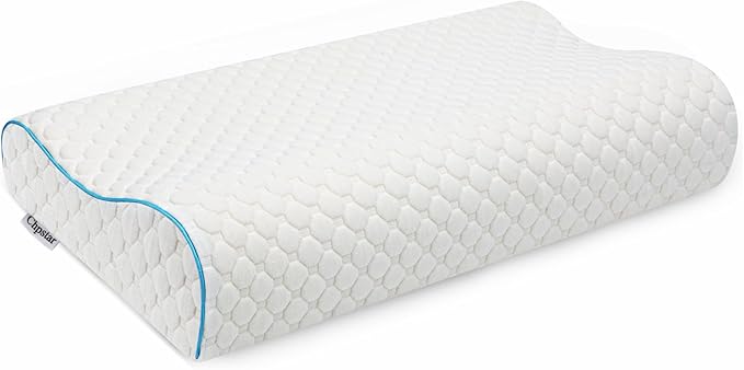 Memory Foam Pillow, Neck Bed Contour Pillow for Sleeping, Ergonomic Orthopedic Cervical Pillow for Side Back Stomach Sleeper, Queen,Firm,White