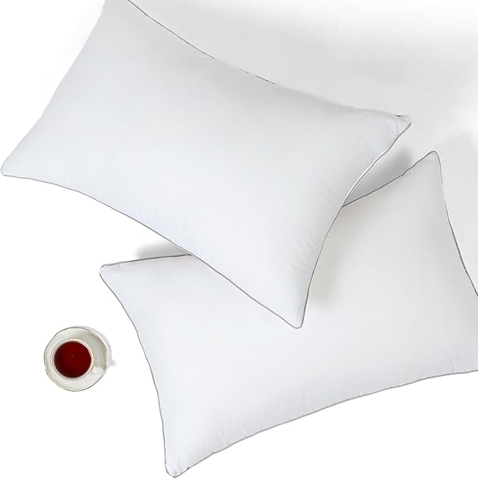 Pillows for Sleeping 2 Pack Bed Pillow Set of 2 for Side Back and Stomach Sleepers Down Alternative Filling Luxury Soft (White, Standard(2 Pack))