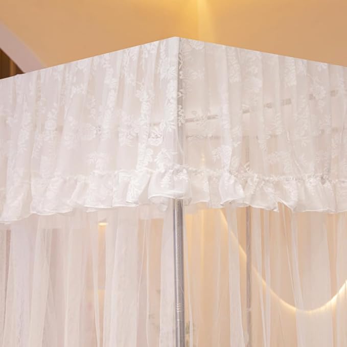 Mengersi Canopy Bed Curtains Bed Canopy,Canopy for Bed Curtains-Cozy Drape Netting,Princess Bed Drapes for Girls Adults Bedroom Decoration(Full,White)