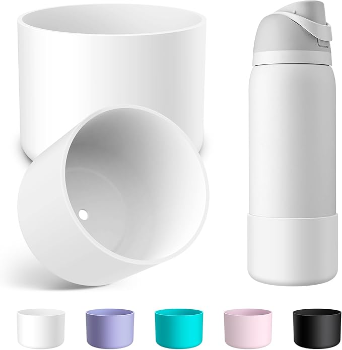 2PCS Silicone Water Bottle Boot for Owala 24oz 32oz 40oz, Anti-Slip Protective Sleeve Bottom Bumper Protector for FreeSip, Twist, and Flip Stainless Steel Water Bottles