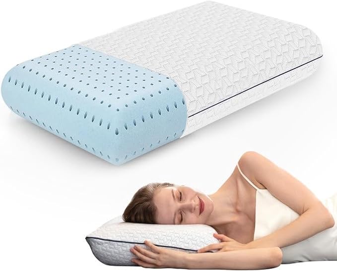 Vaverto King Size Gel Memory Foam Pillow: Ventilated, Orthopedic, Bed Pillow, Cooling Design with Viscose Made from Bamboo Cover - Dorm Room Essential