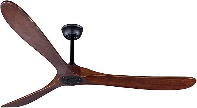 Bigzone 70" Ceiling Fan Without Light, 3 Solid Wood Blades, Remote Control, Reversible Wooden Ceiling Fan