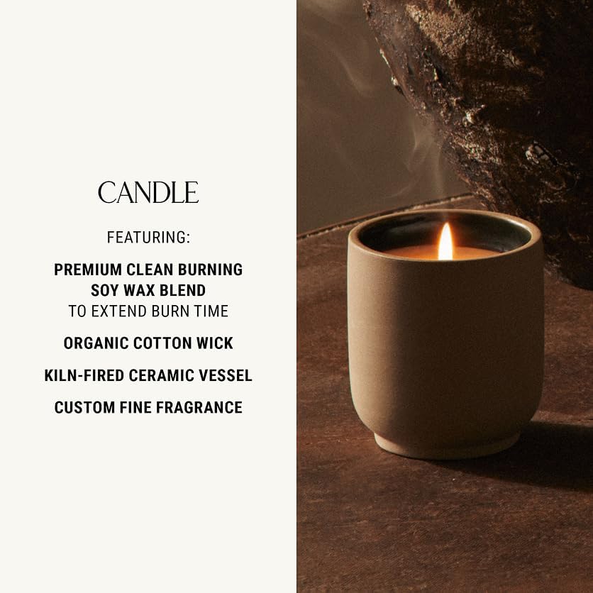 Homecourt Luxury Scented Candle, Cece Scent, 60-Hour Burn Time, Soy Wax Blend, Organic Cotton Wick, Kiln-Fired Reusable Ceramic Vessel, 8 Oz, 2.0