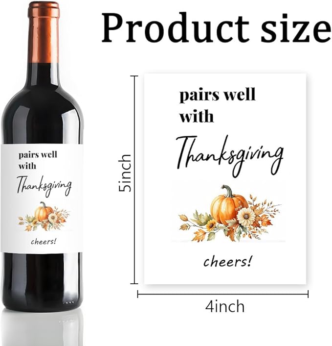 24Pcs Thanksgiving Wine Label Cheers Thanksgiving Wine Label Holiday Gift Champagne Label Wine bottle label Thanksgiving Gift Funny Gift