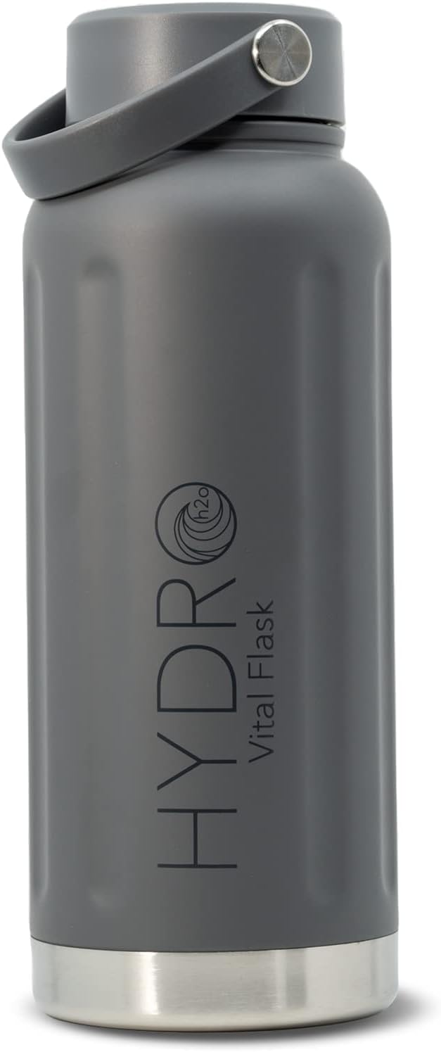 32 oz Insulated Water Bottles with Handle, Stainless Steel Water Bottle, Leak Proof Metal Water Bottle, Resuable Thermos BPA Free Flask, Gray 25oz | 32oz
